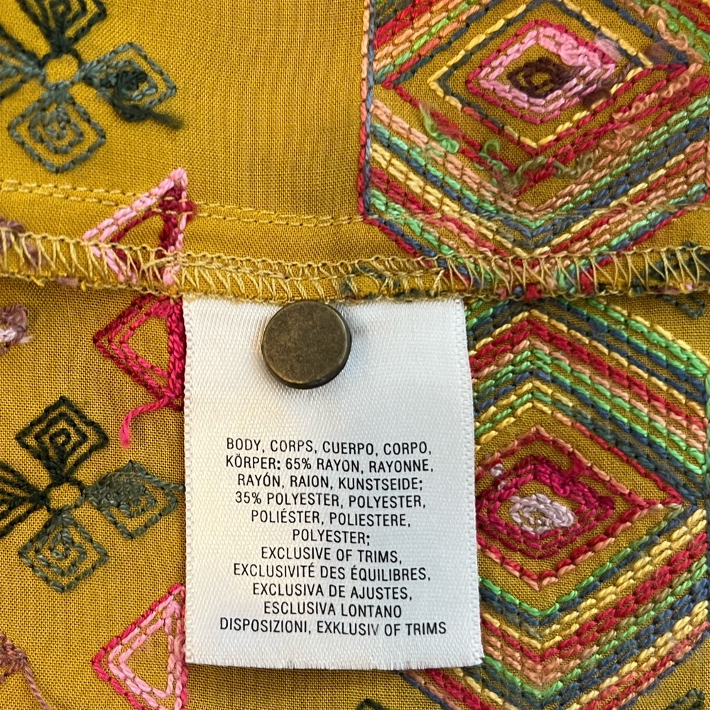 Floreat Mustard Embroidered Dress Size XS - Picture 7 of 8